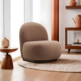 Fauteuils - Japandi fauteuil bruin bouclé organische vorm Tina - Dimehouse