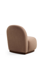 Fauteuils - Japandi fauteuil bruin bouclé organische vorm Tina - Dimehouse