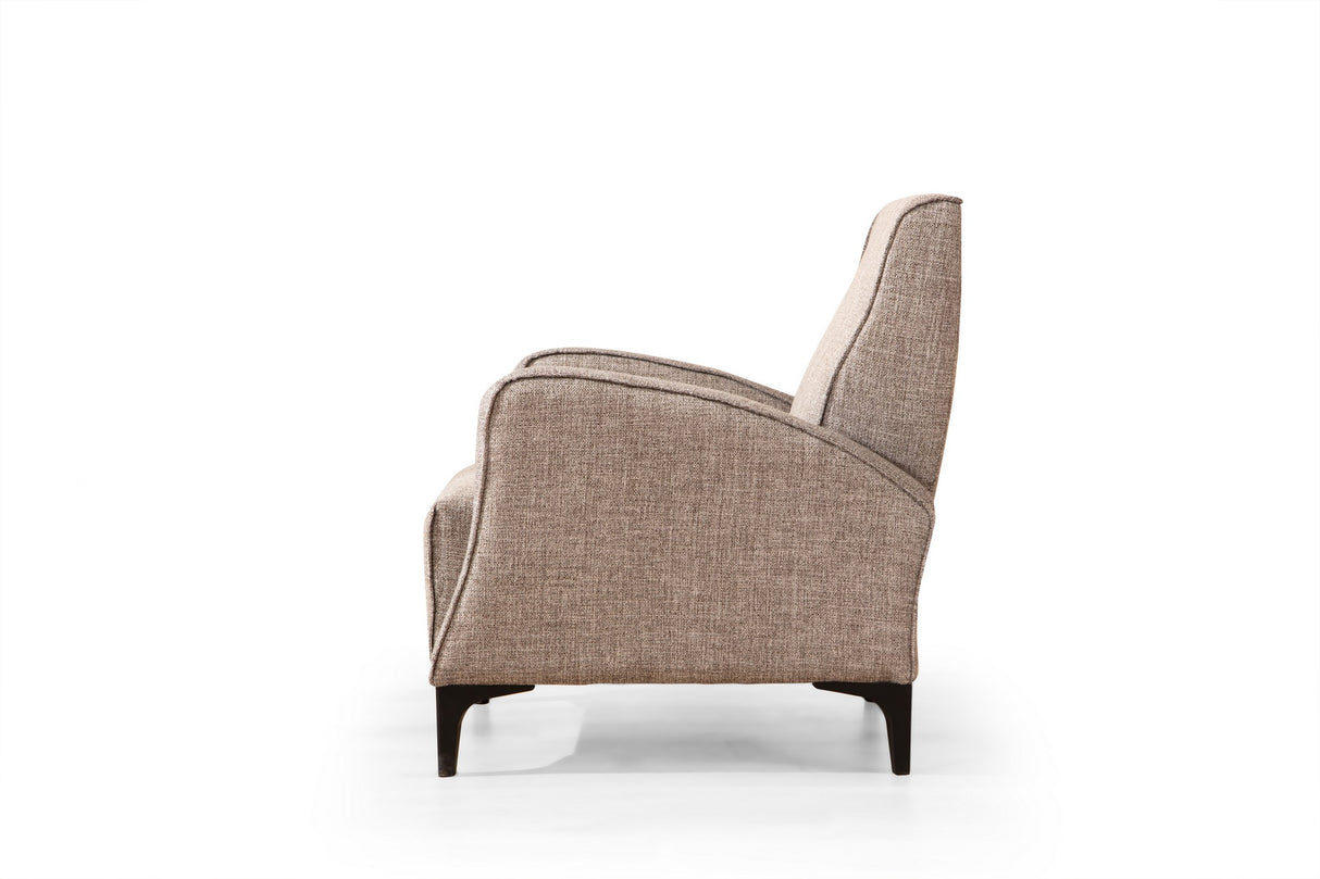 Fauteuils - Landelijke fauteuil bruin gemêleerde stof Petra - Dimehouse