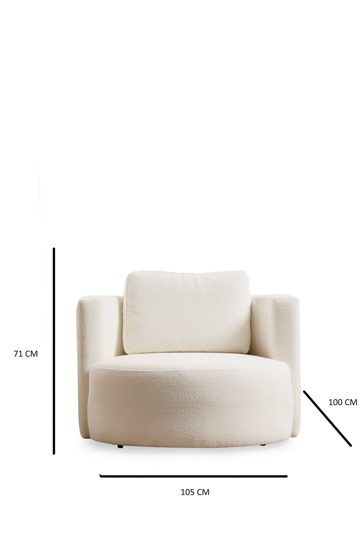 Poltrona rotonda crema bouclé Fern