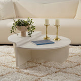 Tavolino Rotondo Legno Bianco 85 cm Melaminico Effetto Legno Orin