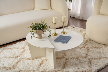 Tavolino Rotondo Legno Bianco 85 cm Melaminico Effetto Legno Orin