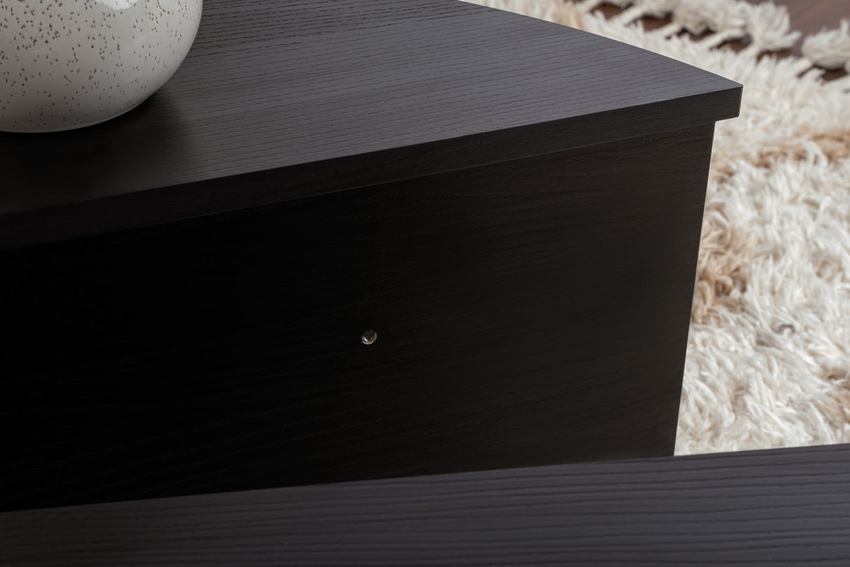 Tavolino rotondo in melamina nera a gradini 85 cm Orin