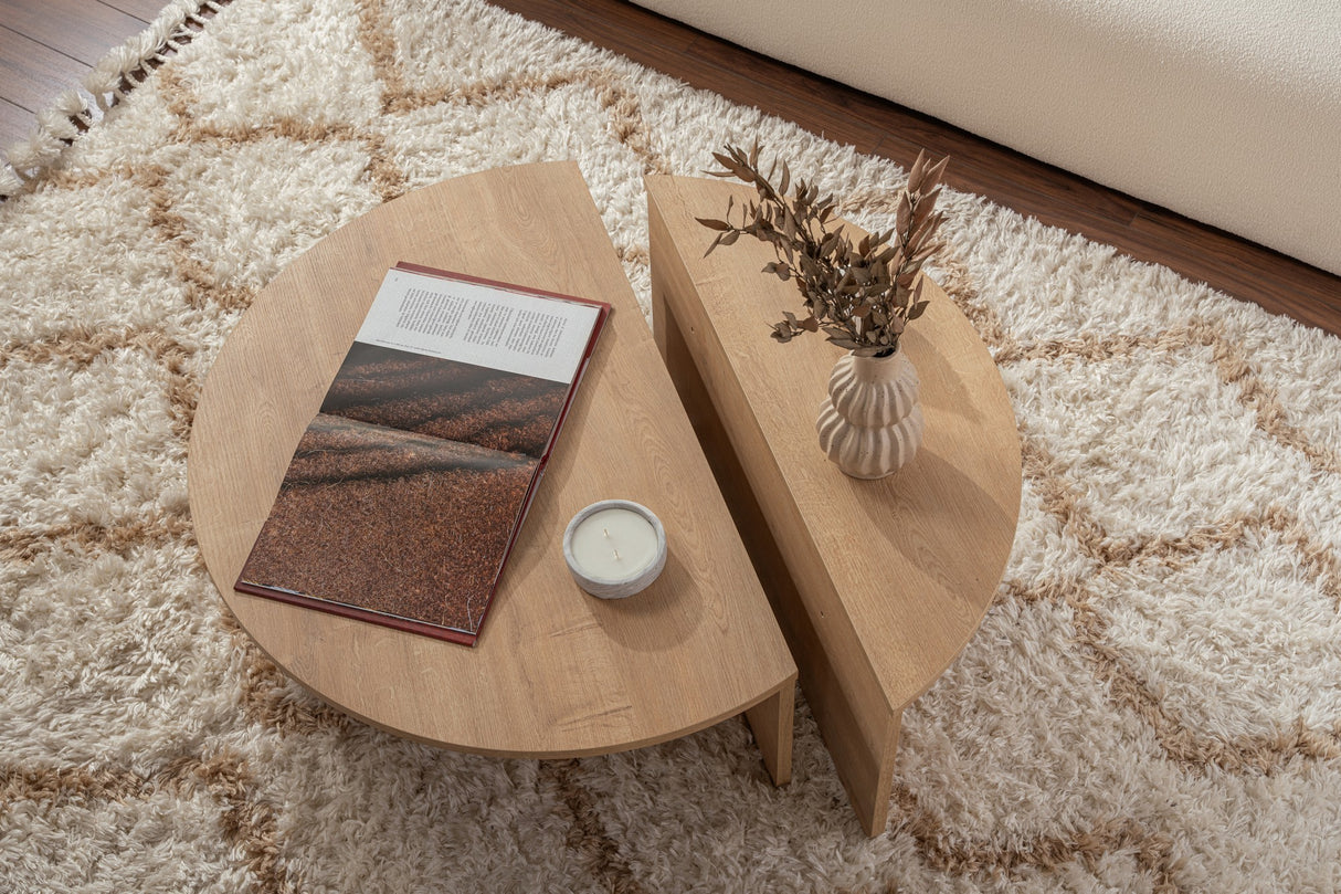 Salontafels - Ronde Salontafel Naturel 85 cm Melamine Orin - Dimehouse