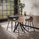Tavolo da bar ovale danese Iris 140x80 cm con gambe a ragno effetto ceramica