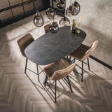 Tavolo da bar ovale danese Iris 140x80 cm con gambe a ragno effetto ceramica