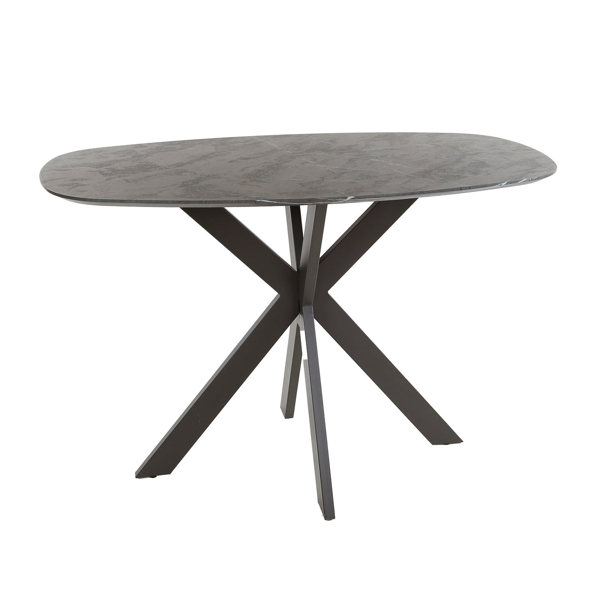 Tavolo da bar ovale danese Iris 140x80 cm con gambe a ragno effetto ceramica