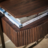 Nachtkastje met 1 lade donkerbruin hout brons frame Blaze