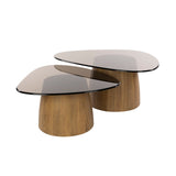 Salontafels - Set van 2 driehoekige salontafels Marea brons glas 91x71 cm - Dimehouse