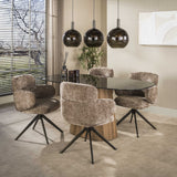 Eettafel - Deens ovale eettafel bruin rookglas eikenhout - look frame Thor 180 cm - Dimehouse