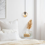 Lampada a sospensione in vetro giallo Cometa