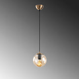 Lampada a sospensione in vetro giallo Cometa