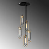 Lampada a sospensione 5 luci Nero Oro Metallo Dune