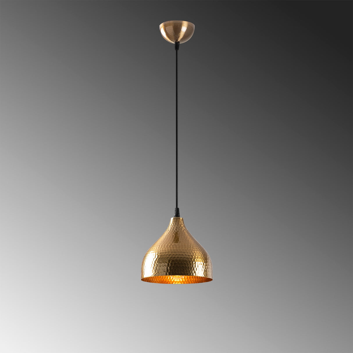 Lampada a sospensione rotonda in metallo color bronzo Eclipse