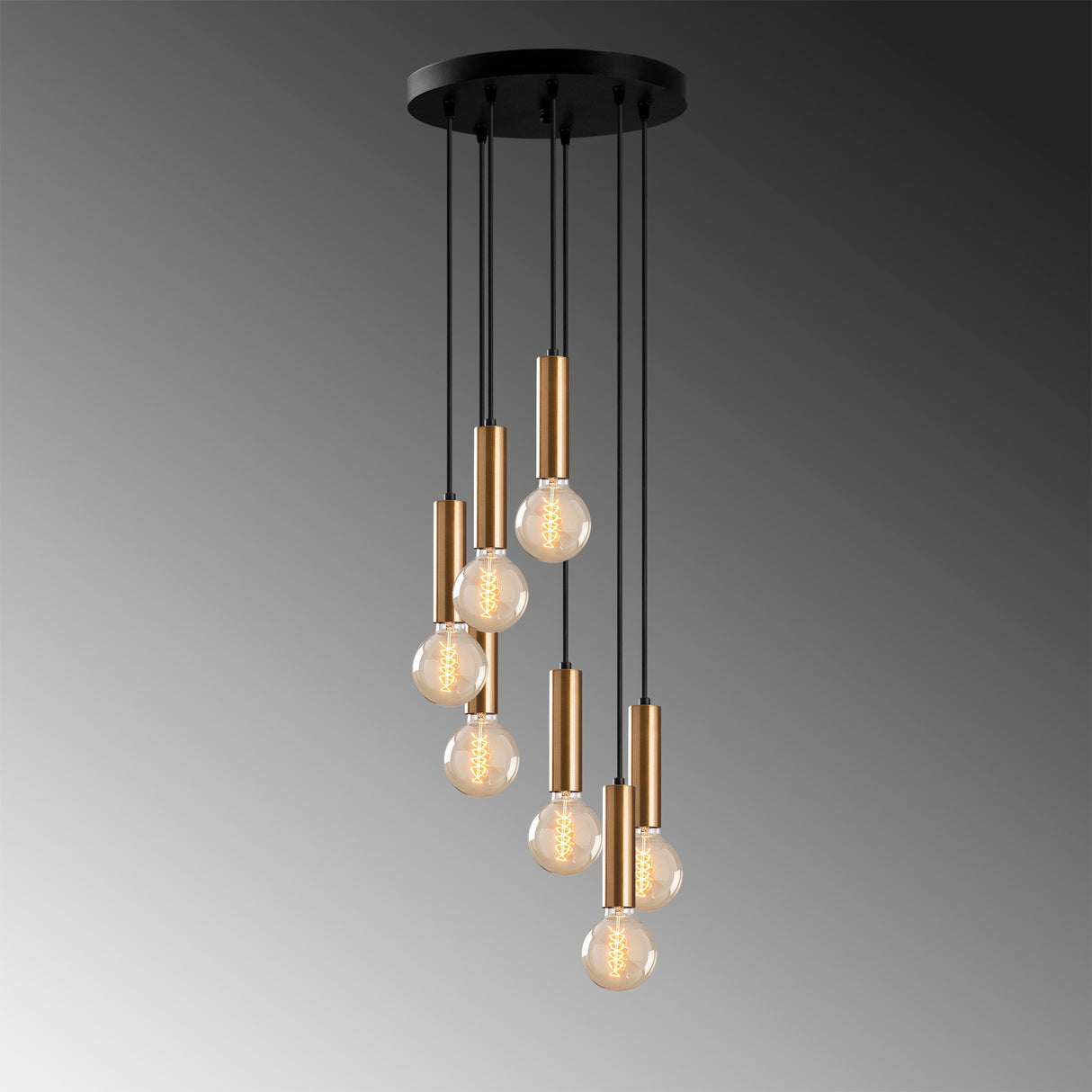 Hanglampen - Hanglamp 7 - lichts Getrapt Bronskleurig Metaal Scarlet - Dimehouse