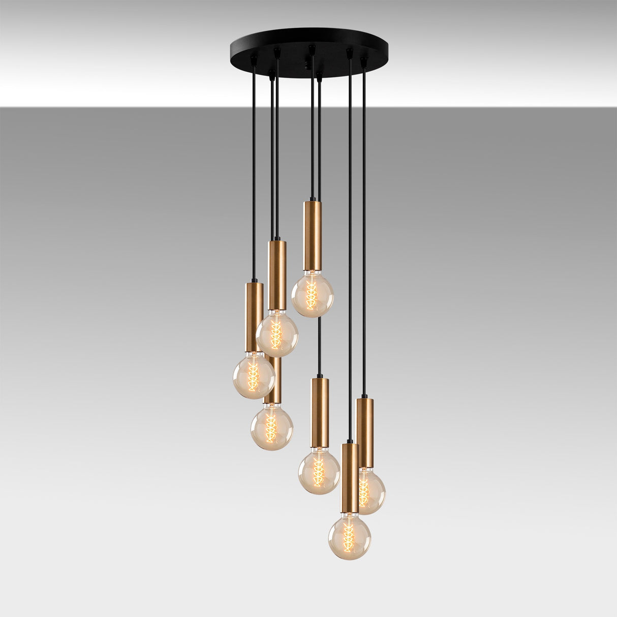Hanglampen - Hanglamp 7 - lichts Getrapt Bronskleurig Metaal Scarlet - Dimehouse