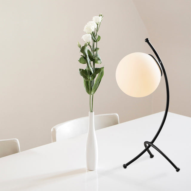 Tafellampen - Tafellamp Zwart Wit Glas Nightstrike - Dimehouse