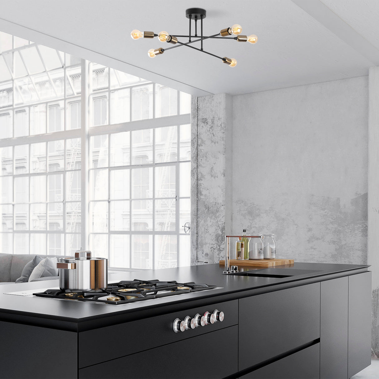 Lampada da soffitto in metallo nero Jade