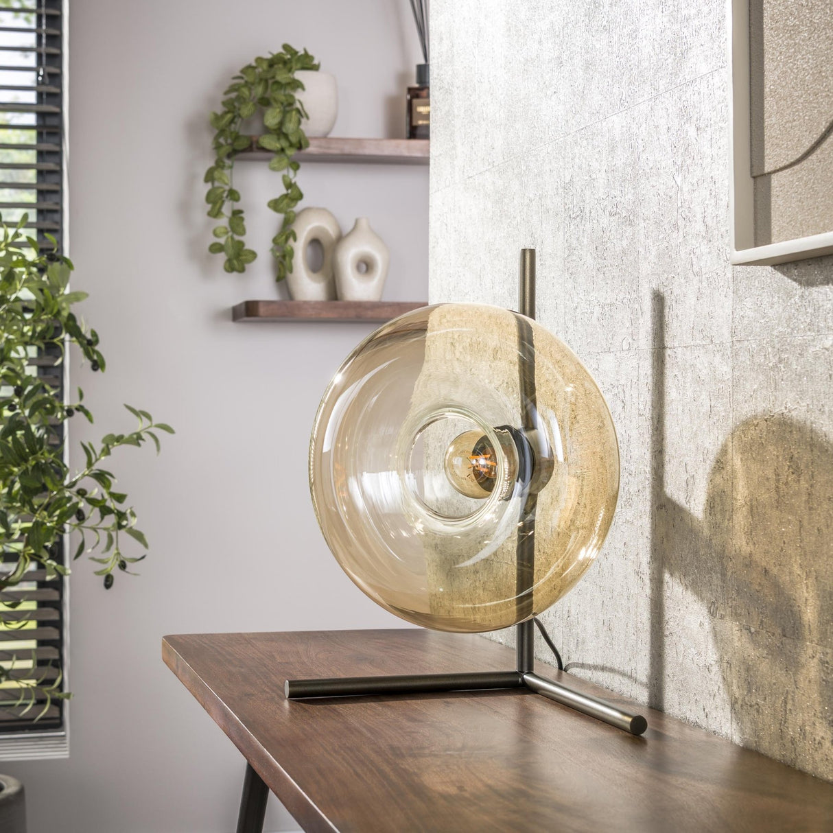 Tafellampen - Tafellamp Sola Amber Glas 40 cm - Dimehouse