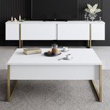 TV Meubels - TV Meubel Luxe Wit Goud Melamine 180x50x30 cm - Dimehouse