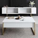 TV Meubels - TV Meubel Luxe Wit Goud Melamine 180x50x30 cm - Dimehouse