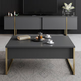 Salontafels - Rechthoekige Salontafel Antraciet Luxe 90x60 - Gouden Frame - Dimehouse