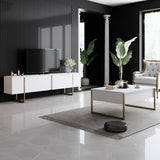Salontafels - Rechthoekige Salontafel Wit Luxe 90x60 - Gouden Frame - Dimehouse