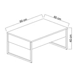 Salontafels - Rechthoekige Salontafel Wit Luxe 90x60 - Gouden Frame - Dimehouse