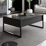 Salontafels - Rechthoekige Salontafel Antraciet Luxe 90x60 - Zwart Frame - Dimehouse