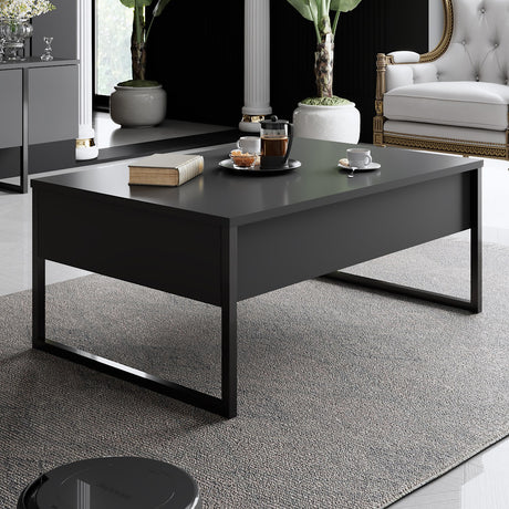 Salontafels - Rechthoekige Salontafel Antraciet Luxe 90x60 - Zwart Frame - Dimehouse