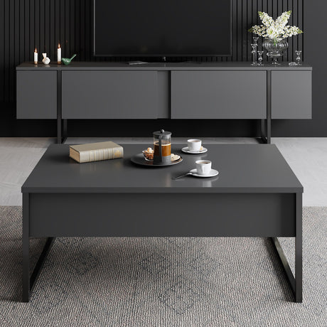 Salontafels - Rechthoekige Salontafel Antraciet Luxe 90x60 - Zwart Frame - Dimehouse