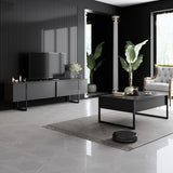 Salontafels - Rechthoekige Salontafel Antraciet Luxe 90x60 - Zwart Frame - Dimehouse