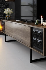TV Meubels - TV Meubel Set Black Line Walnoot Zwart Melamine 180x48x30 cm - Dimehouse