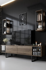 Set di mobili Noce-Nero - Linea Cromata - Tavolino + Mobile TV