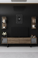 Set di mobili Noce-Nero - Linea Cromata - Tavolino + Mobile TV