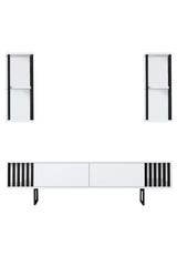 Meubelsets - Meubelset Wit - Zwart - Chrome Line - Salontafel + TV Meubel - Dimehouse