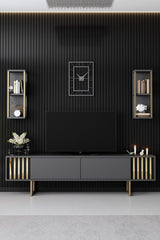 Meubelsets - Meubelset Antraciet - Goud - Gold Line - Salontafel + TV Meubel - Dimehouse