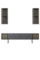 Meubelsets - Meubelset Antraciet - Goud - Gold Line - Salontafel + TV Meubel - Dimehouse