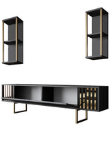 Meubelsets - Meubelset Antraciet - Goud - Gold Line - Salontafel + TV Meubel - Dimehouse