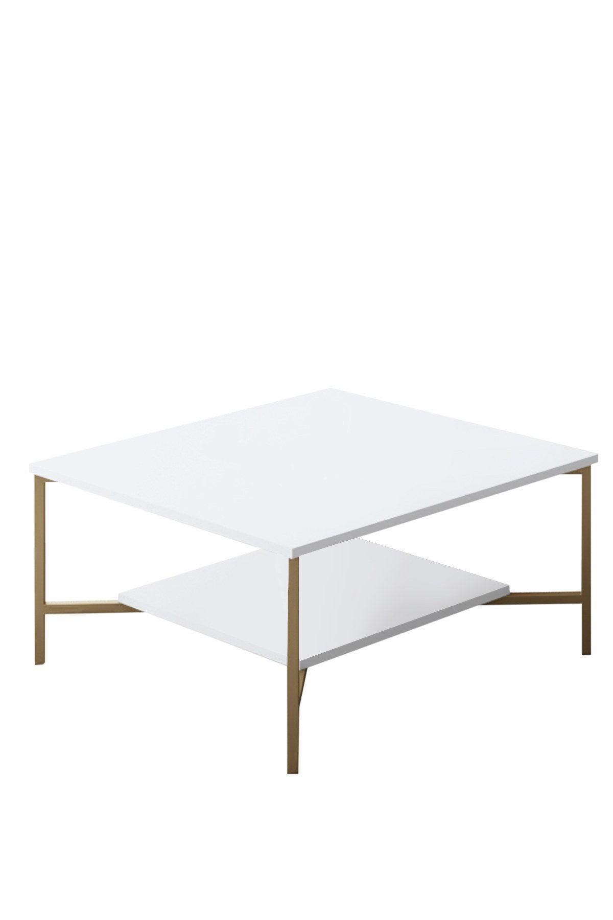 Set di mobili Bianco-Oro - Gold Line - Tavolino + Mobile TV