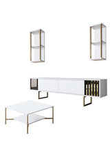 Set di mobili Bianco-Oro - Gold Line - Tavolino + Mobile TV