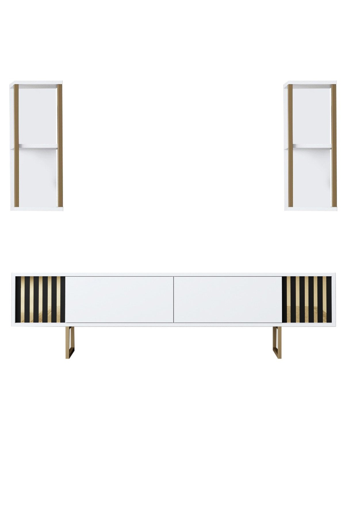 Set di mobili Bianco-Oro - Gold Line - Tavolino + Mobile TV