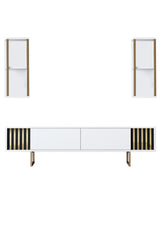 Set di mobili Bianco-Oro - Gold Line - Tavolino + Mobile TV