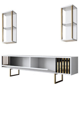 Set di mobili Bianco-Oro - Gold Line - Tavolino + Mobile TV