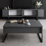 Meubelsets - Meubelset Antraciet Luxe - Salontafel + TV Meubel - Zwart Frame - Dimehouse