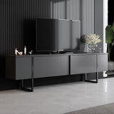 Meubelsets - Meubelset Antraciet Luxe - Salontafel + TV Meubel - Zwart Frame - Dimehouse