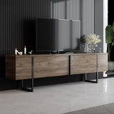 Meubelsets - Meubelset Walnoot Luxe - Salontafel + TV Meubel - Zwart Frame - Dimehouse