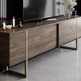 Meubelsets - Meubelset Walnoot Luxe - Salontafel + TV Meubel - Gouden Frame - Dimehouse