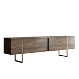 Meubelsets - Meubelset Walnoot Luxe - Salontafel + TV Meubel - Gouden Frame - Dimehouse