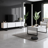 Meubelsets - Meubelset Wit Luxe - Salontafel + TV Meubel - Zwart Frame - Dimehouse